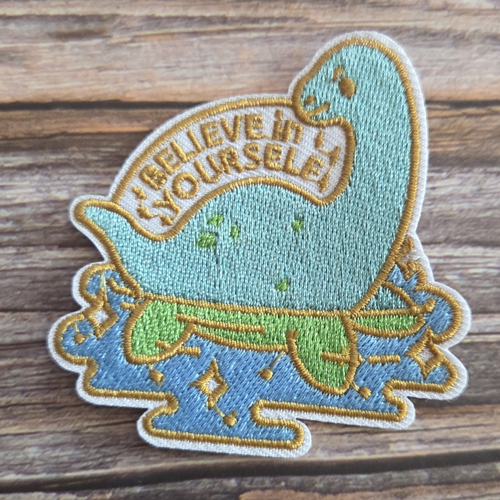 Believe In Yourself Dinosaur Positive Embroidered Iron on Patch